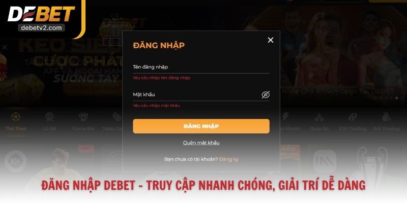 Đăng nhập Debet